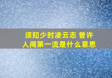 须知少时凌云志 曾许人间第一流是什么意思